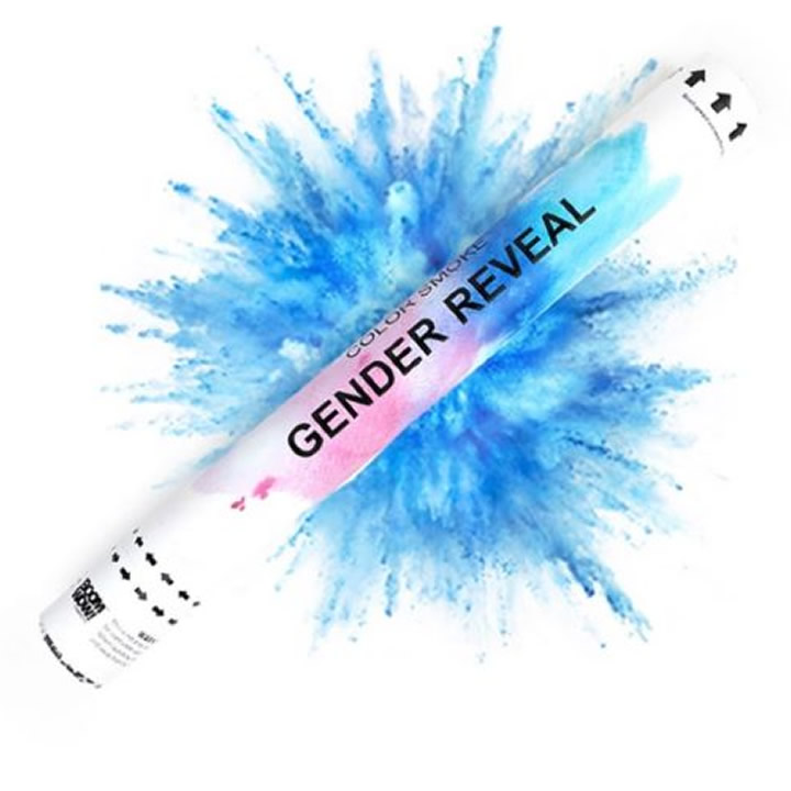 Blue gender reveal smoke cannon