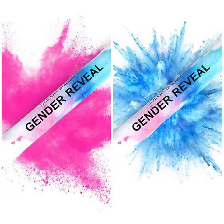 Pink and Blue gender reveal smoke cannons